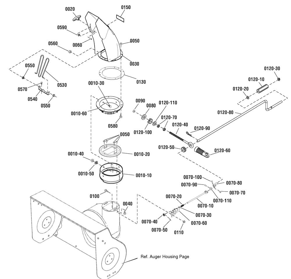 Discharge Chute Group Diagram and Parts List for 1695951 2010 Briggs and Stratton Snow Blower